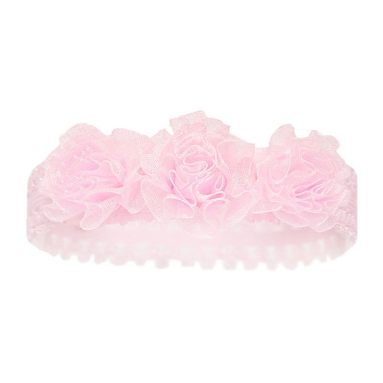 Picture of HB90-P: 6921- PINK LACE HEADBAND W/3 FLOWERS